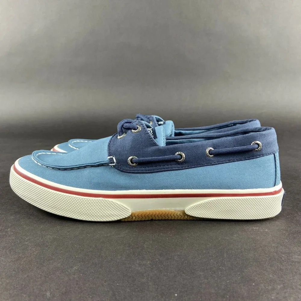 Sperry Men's Halyard 2-Eyed Memory Foam Nautical Navy Blue Boat Shoe Size 8